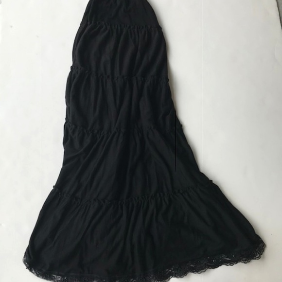 Black Tiered Maxi Skirt Beaded Lacy  Joe Benbasset - Picture 4 of 8